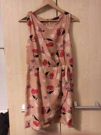 Pudrowo różowa sukienka QED London r. 36 retro wisienki