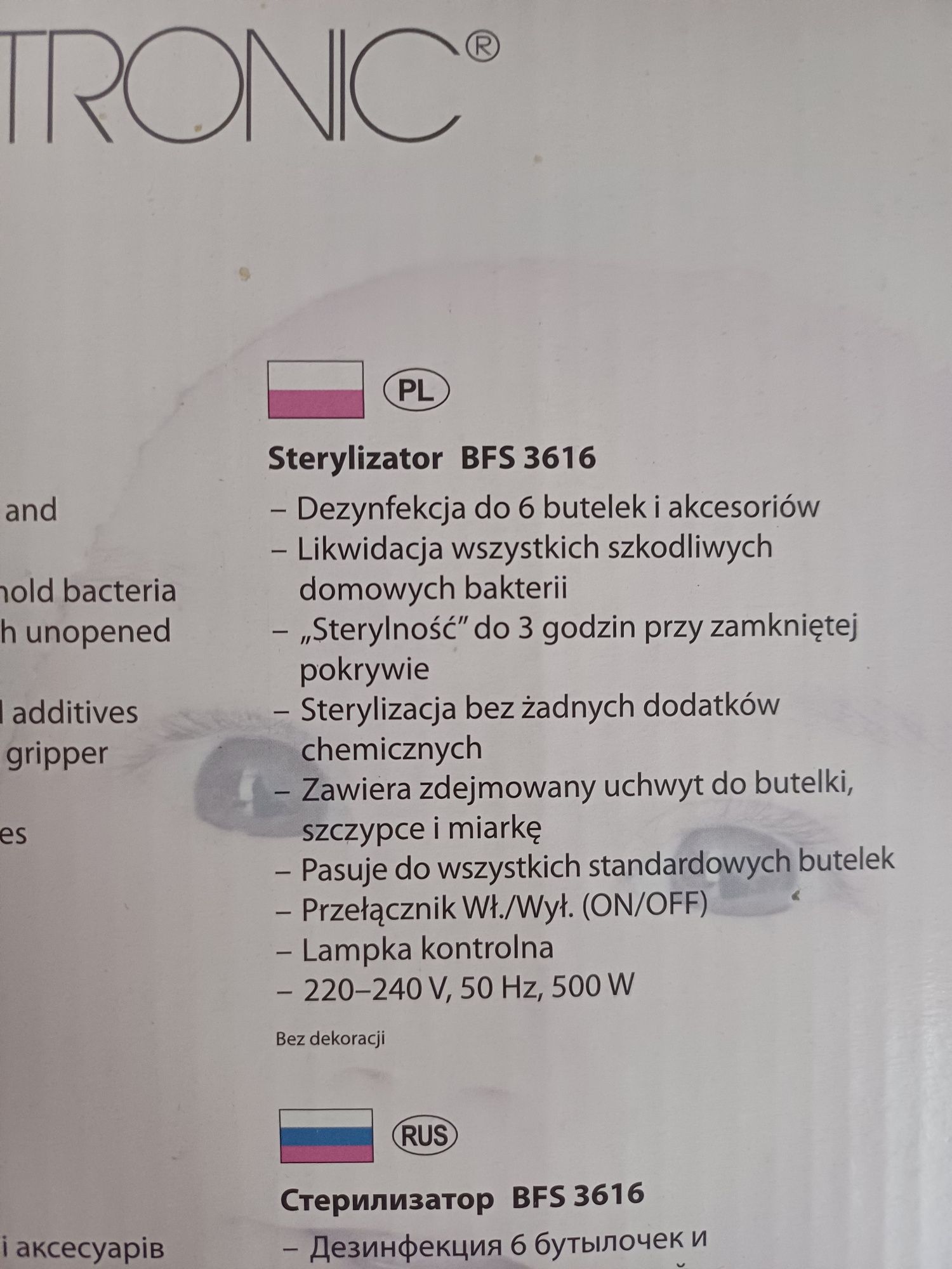 Sterylizator wyparzarka do butelek inakcesotii Clatronic 3616