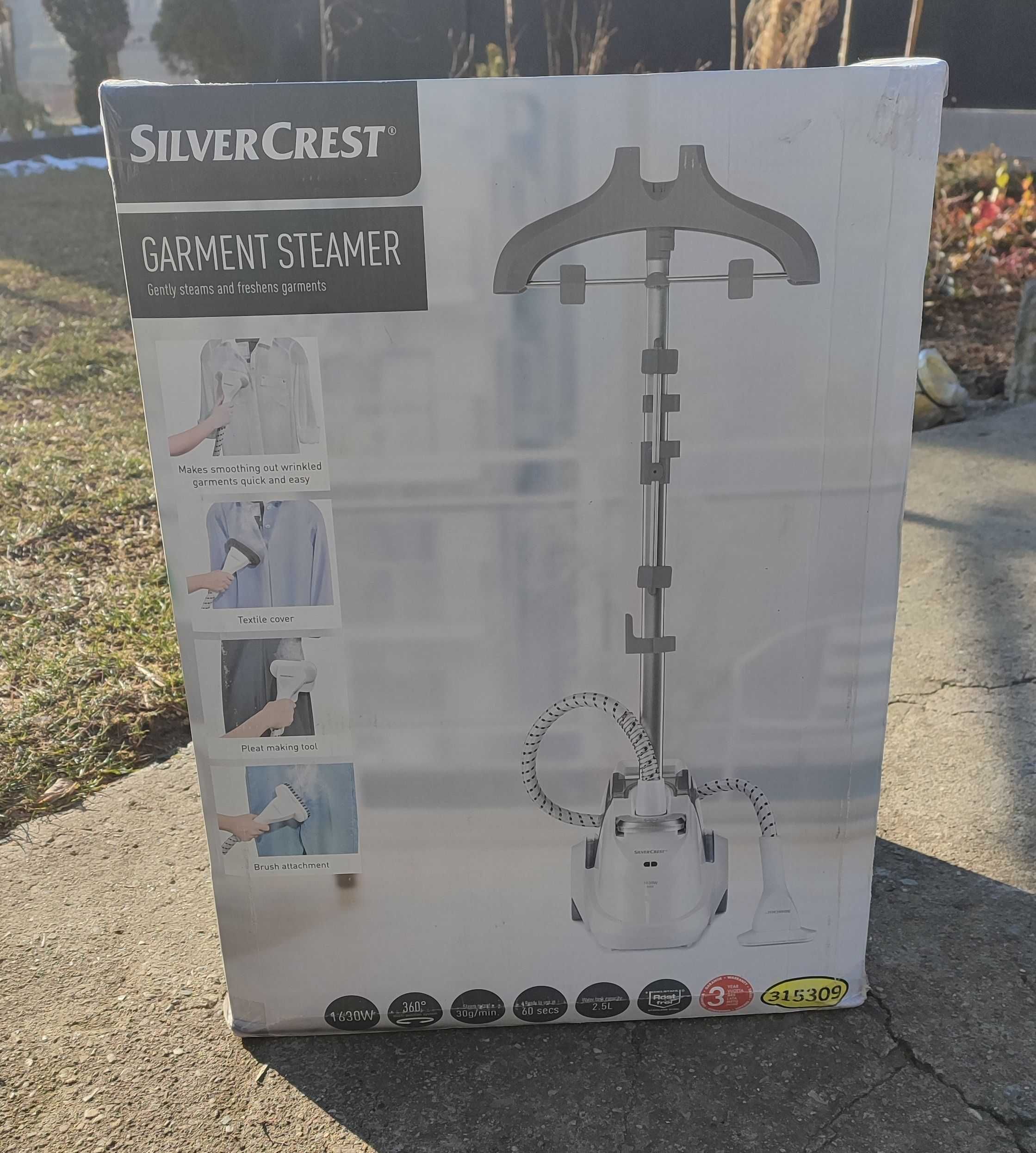 Parownica do ubrań SilverCrest 1630W 2,5L 360° 60 sek. NOWA
