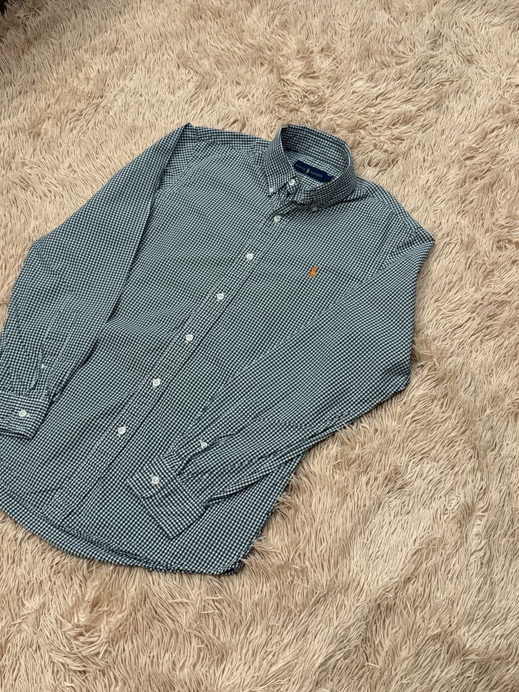Чёрно белая рубашка в клетку сорочка ralph lauren polo ральф лорен s
