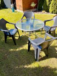 Stół ogrodowy bistro okrągły + 4 krzesła