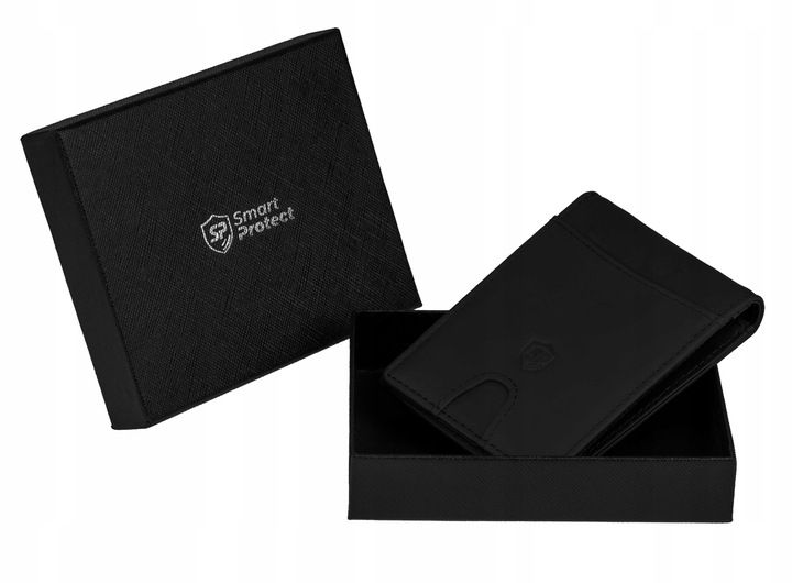 Męski Portfel Cienki Rfid Slim Klips Czarny Etui