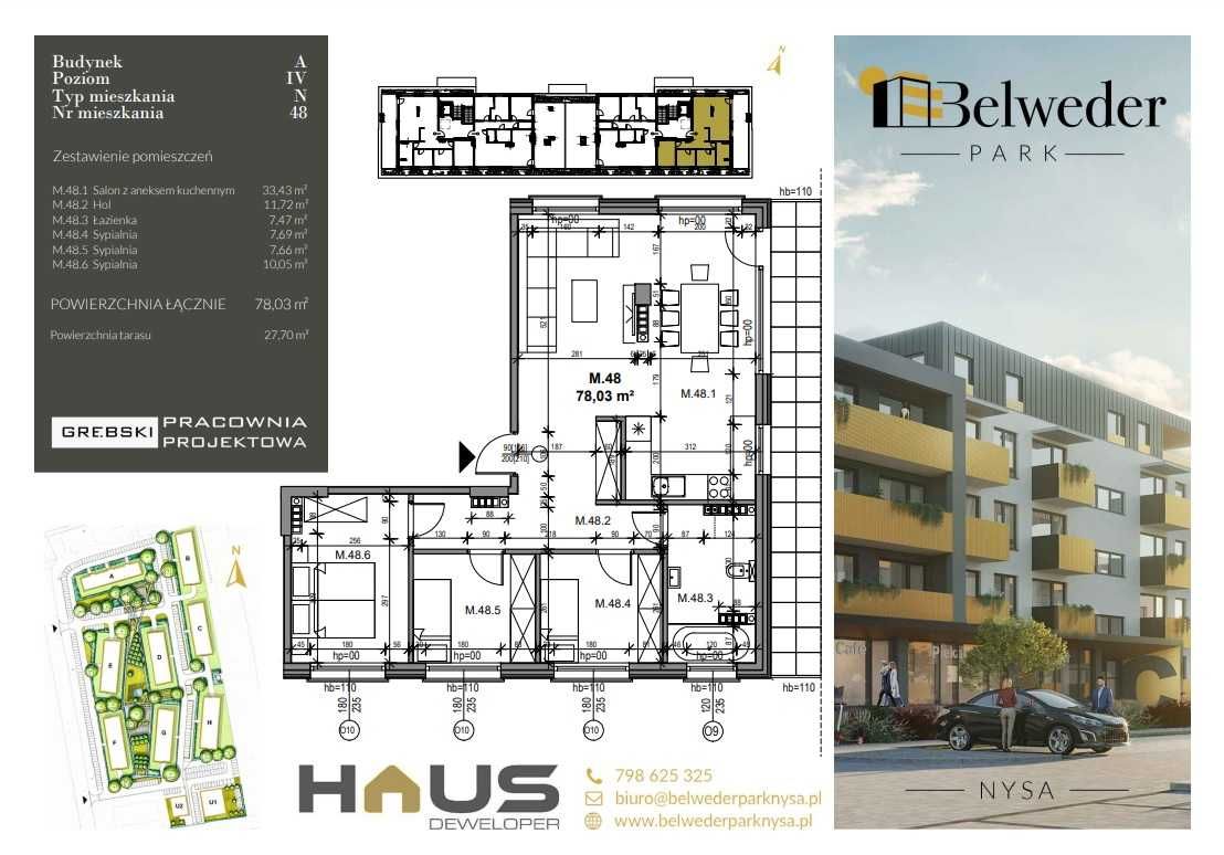 Apartament z dużym tarasem Belweder Nysa + 3 parkingi