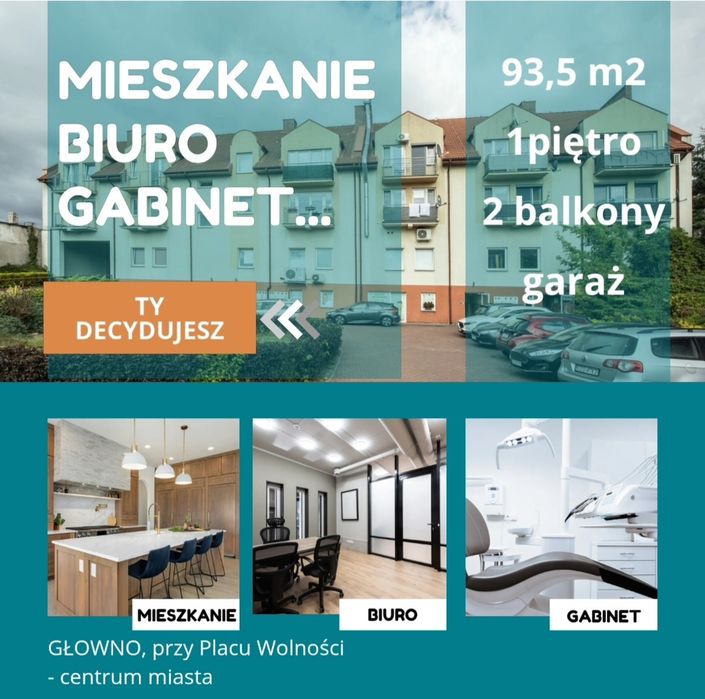 NOWE 93,5 m² Głowno na sprzedaż mieszkanie, biuro, gabinet