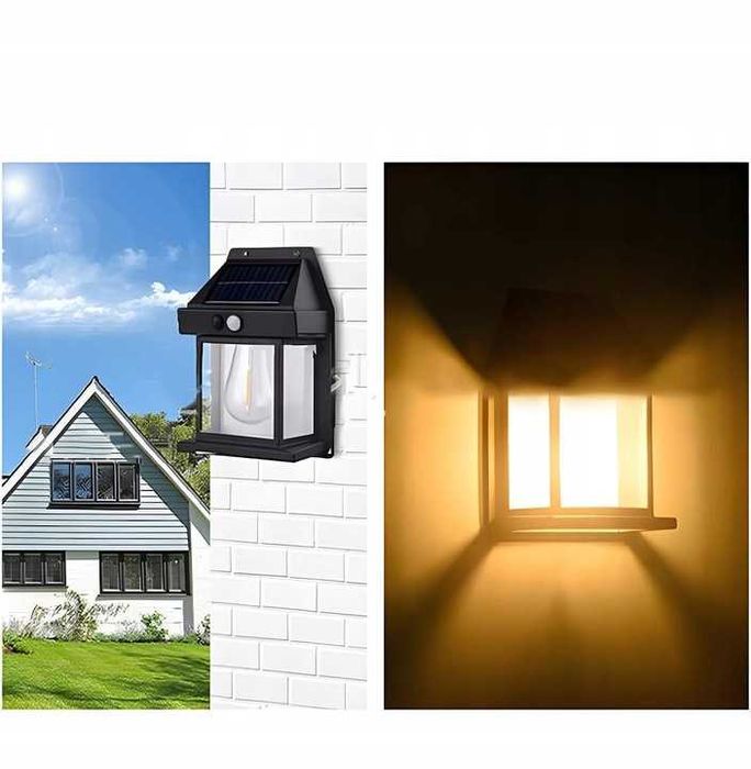 LAMPA Ścienna SOLARNA ŻARÓWKA Kinkiet LED Czujnik Ruchu i Zmierzchu