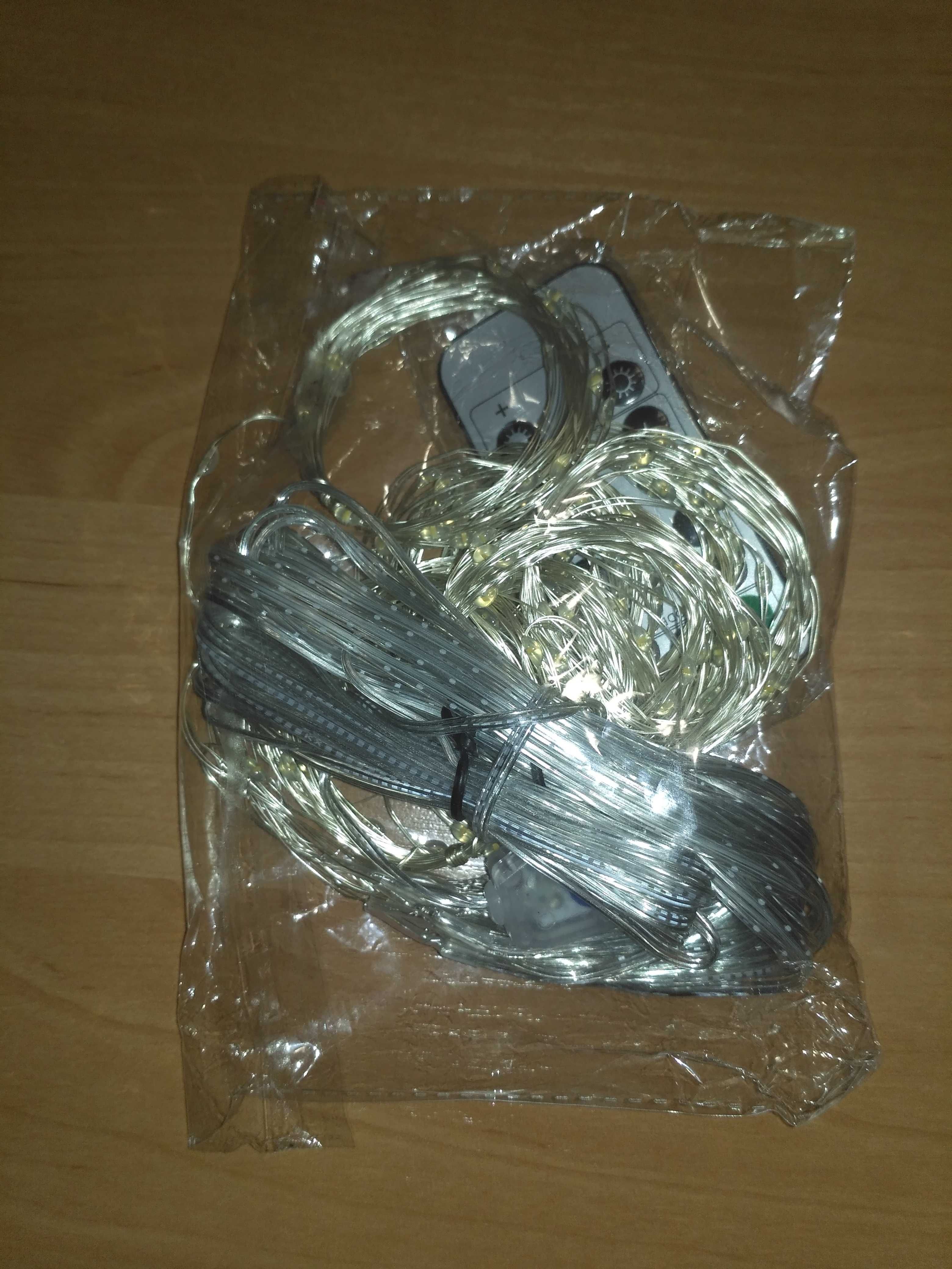 Гирлянда Капля росы от USB на окно штора 3*3 м теплый белый декор