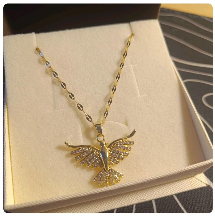 Naszyjnik złoty najlrosza stal nierdzewna 316L Feniks,ptak gołąb nowy