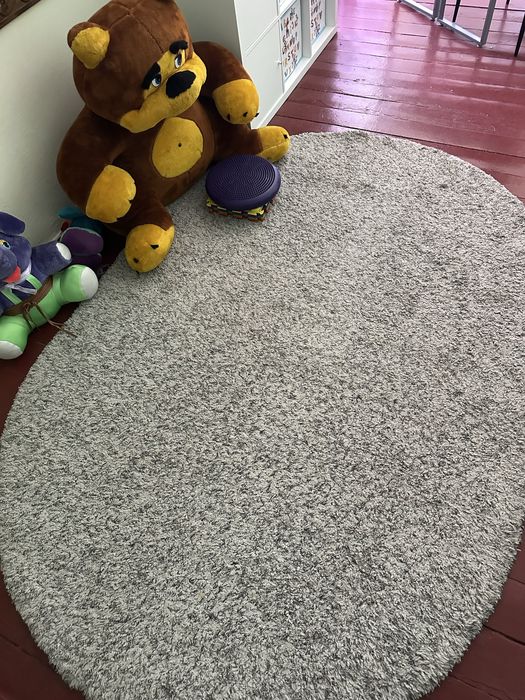 Сірий овальний килим з густим ворсом 2,30*1,60
