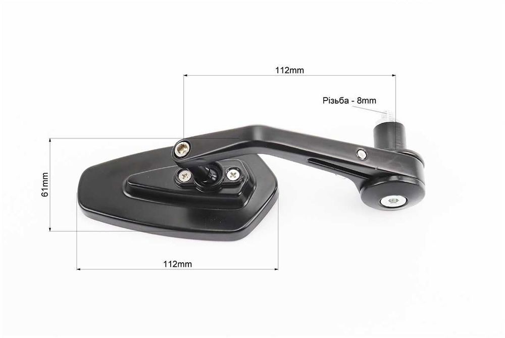 Зеркала мото (пара) "ПРИЗМА SPORT CUSTOM" в торец руля, чёрный