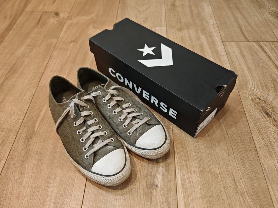 Converse trampki zielone oliwkowe 46,5 buty biała podeszwa niski khaki