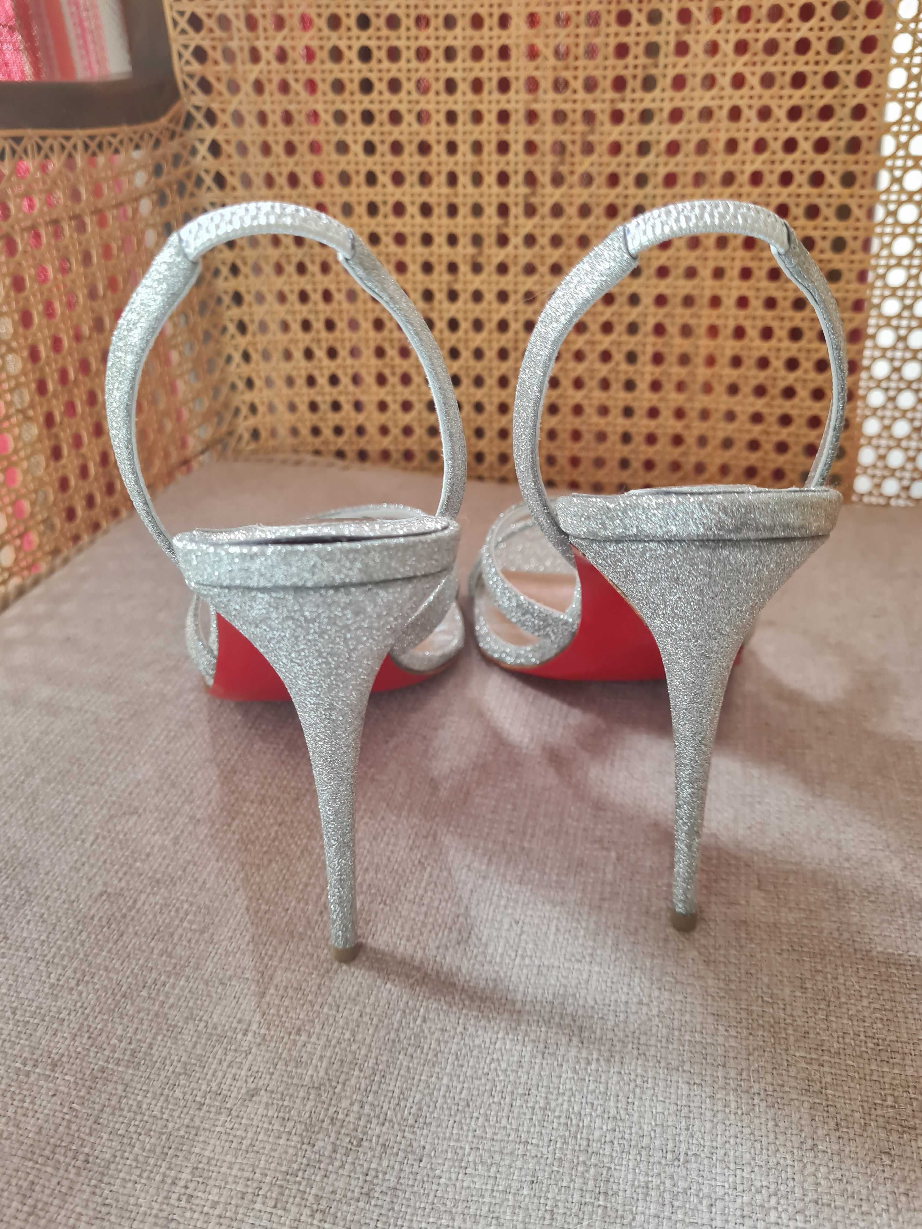 Szpilki sandały Christian Louboutin  r.40 srebrne