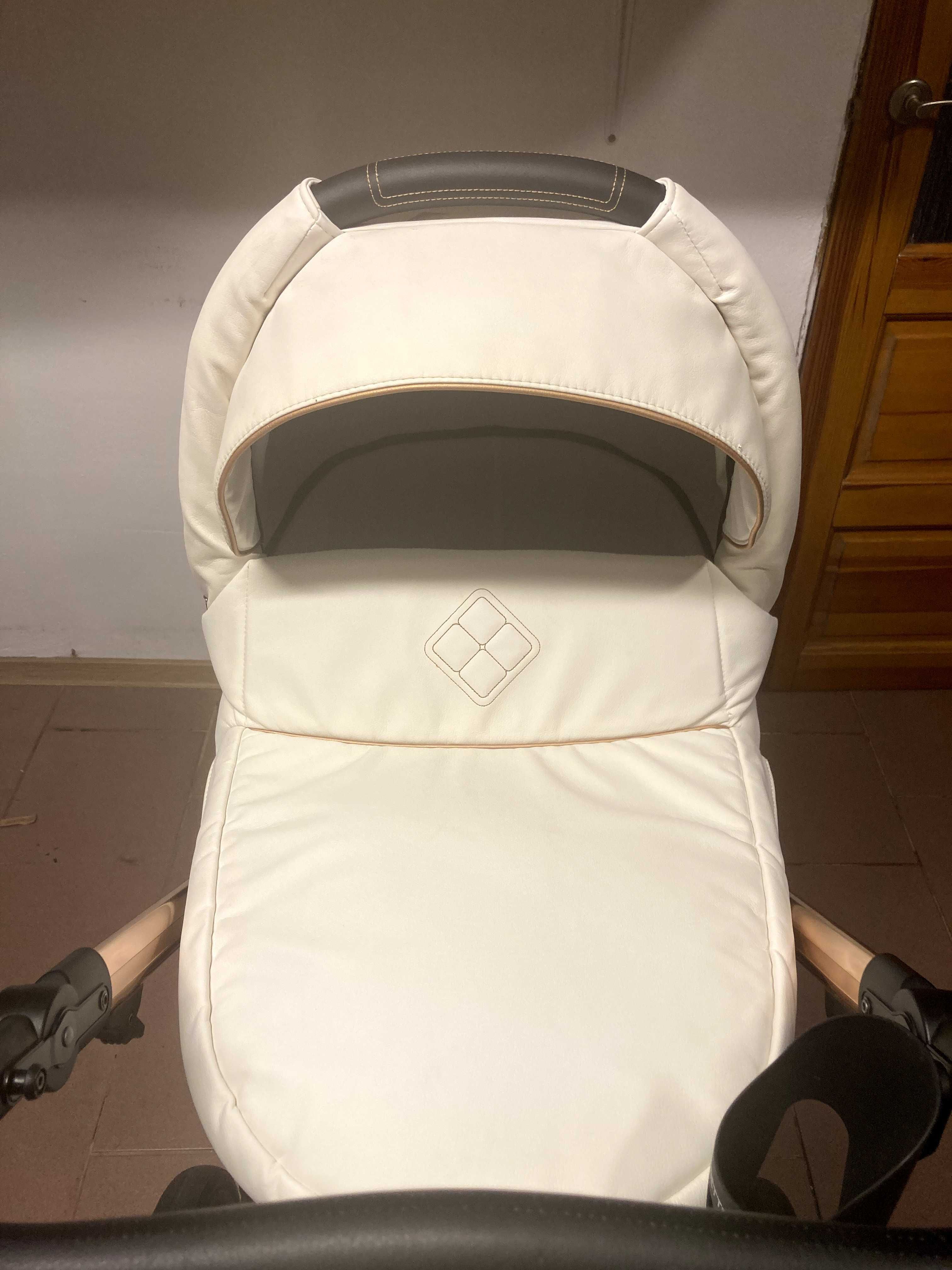 Wózek BEBETTO PASCAL PREMIUM 2w1 / 3w1 / 4w1 z Isofix Eko Skóra Biały