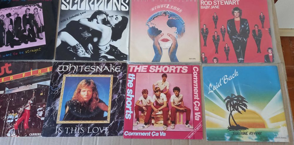 Vários singles  Jarre Whitesnake Scorpions Ian Dury Rod Stewart