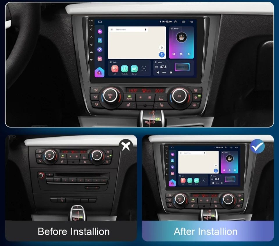 Rádio 9" android BMW série 1 2008 a 2012 CARPLAY WIFI GPS 2/32GB Novo