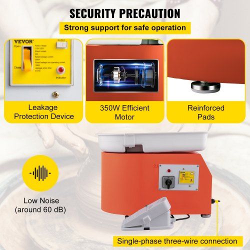 Torno de Cerâmica  350W, Roda Elétrica Laranja