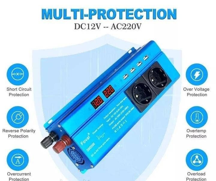 Інвертор Foval 12 220 3000, 2600 перетворювач напруги з чистим синусом