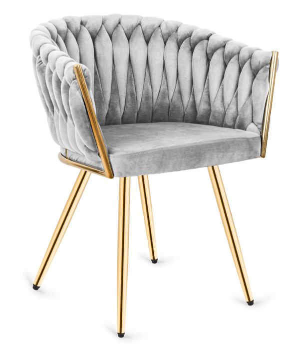 Krzesło Fotel do salonu IMPERIA welur Szary GLAMOUR LOFT 1 szt.