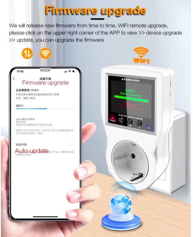 Розумна розетка Цифровий ватметр AC85-265V 16A Tuya WIFI