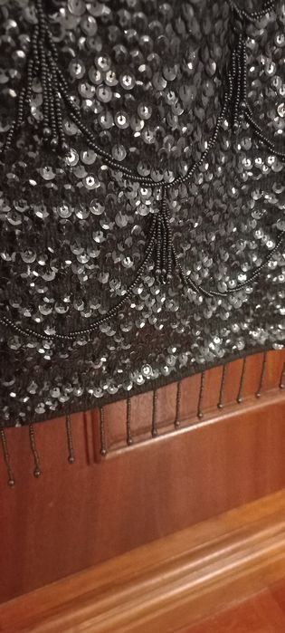 Top preto lantejoulas Vintage