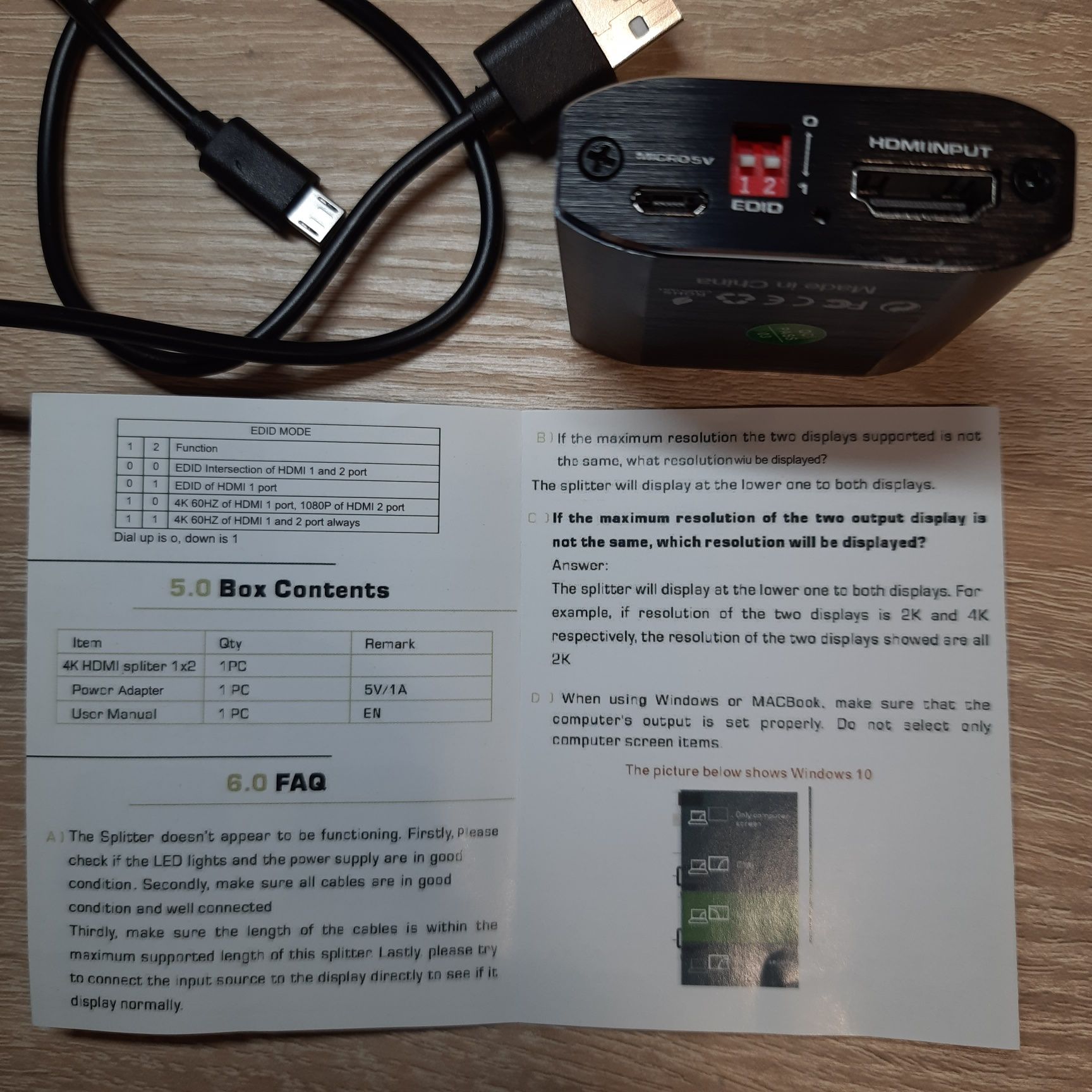 1×2 HDMI 2.0b Splitter 4K HDR s Scaler
