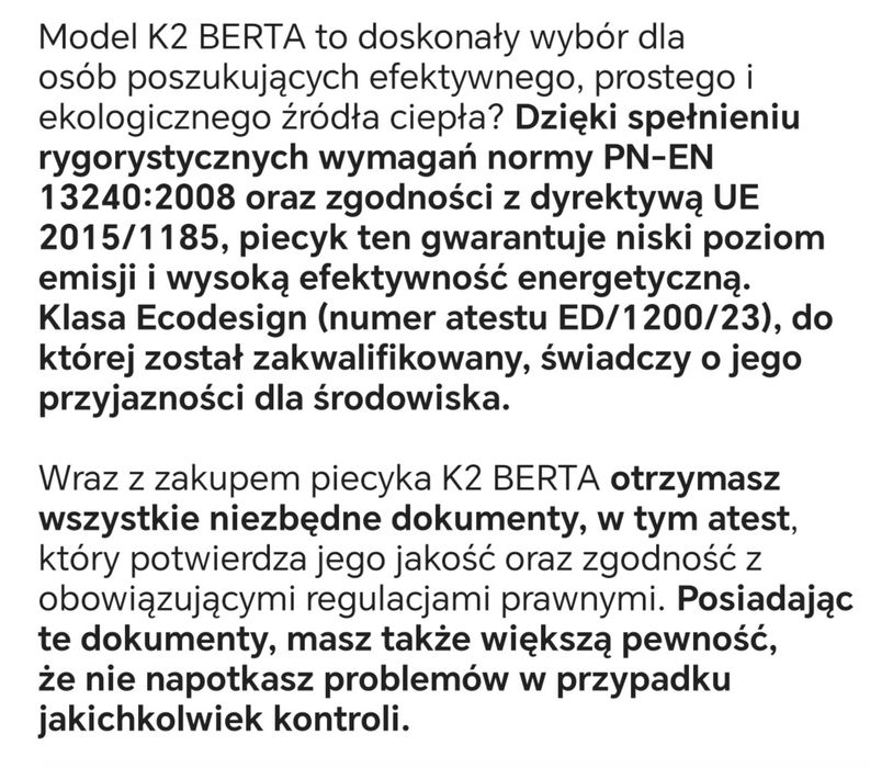 Piec koza piecyk szamotowy 17,5 cegieł stal 2 mm ATEST EKODESIGN EKOPR