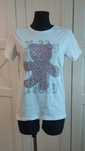 T-shirt bluzka z nadrukiem miś cyrkonie mint