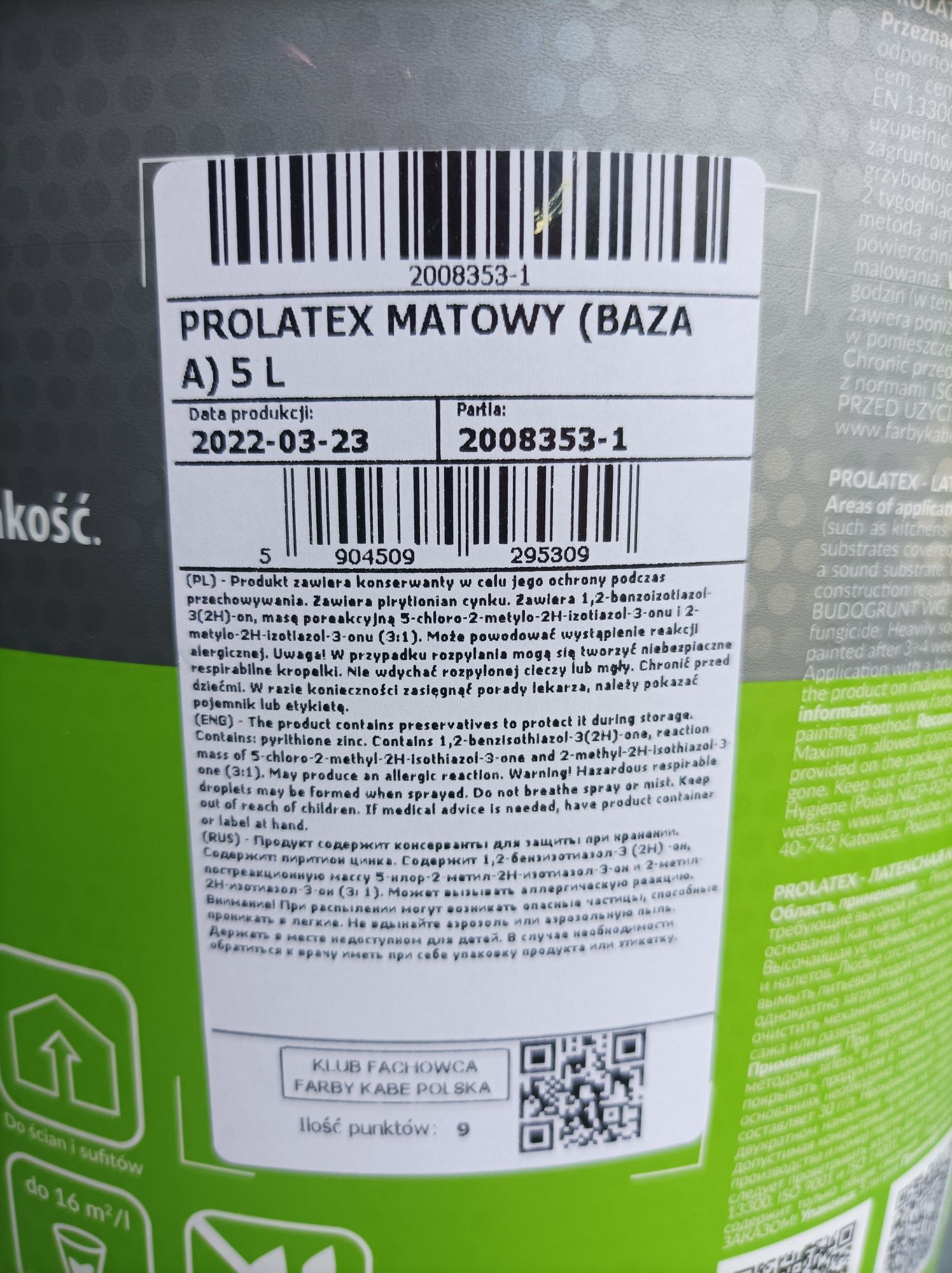 Sprzedam farbę Kabe Prolatex 5L