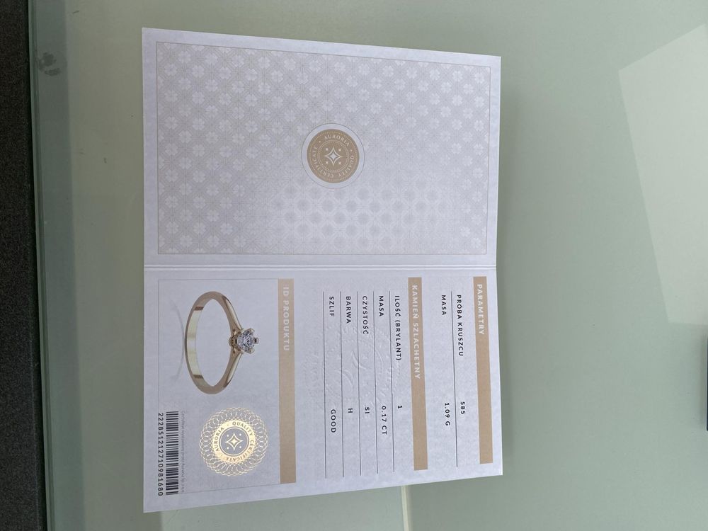 Pierścionek z żółtego złota z diamentem AURORIA 0,17 ct