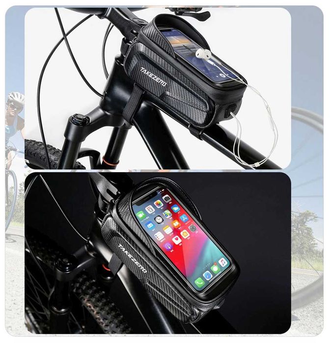 Sakwa rowerowa przednia na ramę uchwyt na telefon do 6,8 cala poj 1,5L