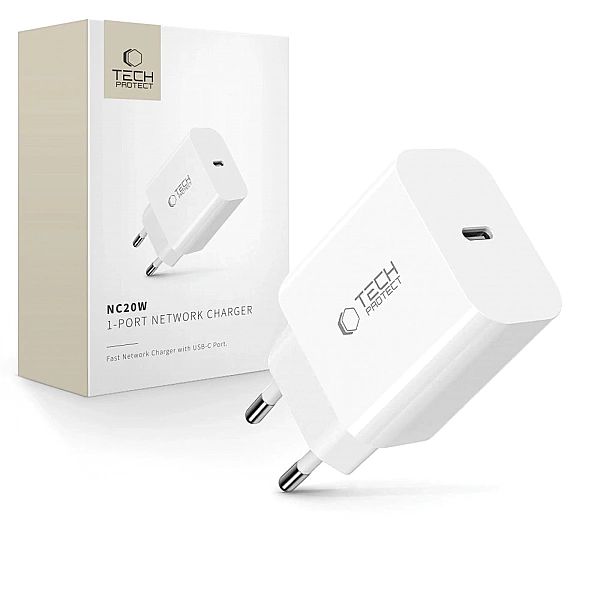 Ładowarka sieciowa Tech-Protect NC20W port USB-C - biała