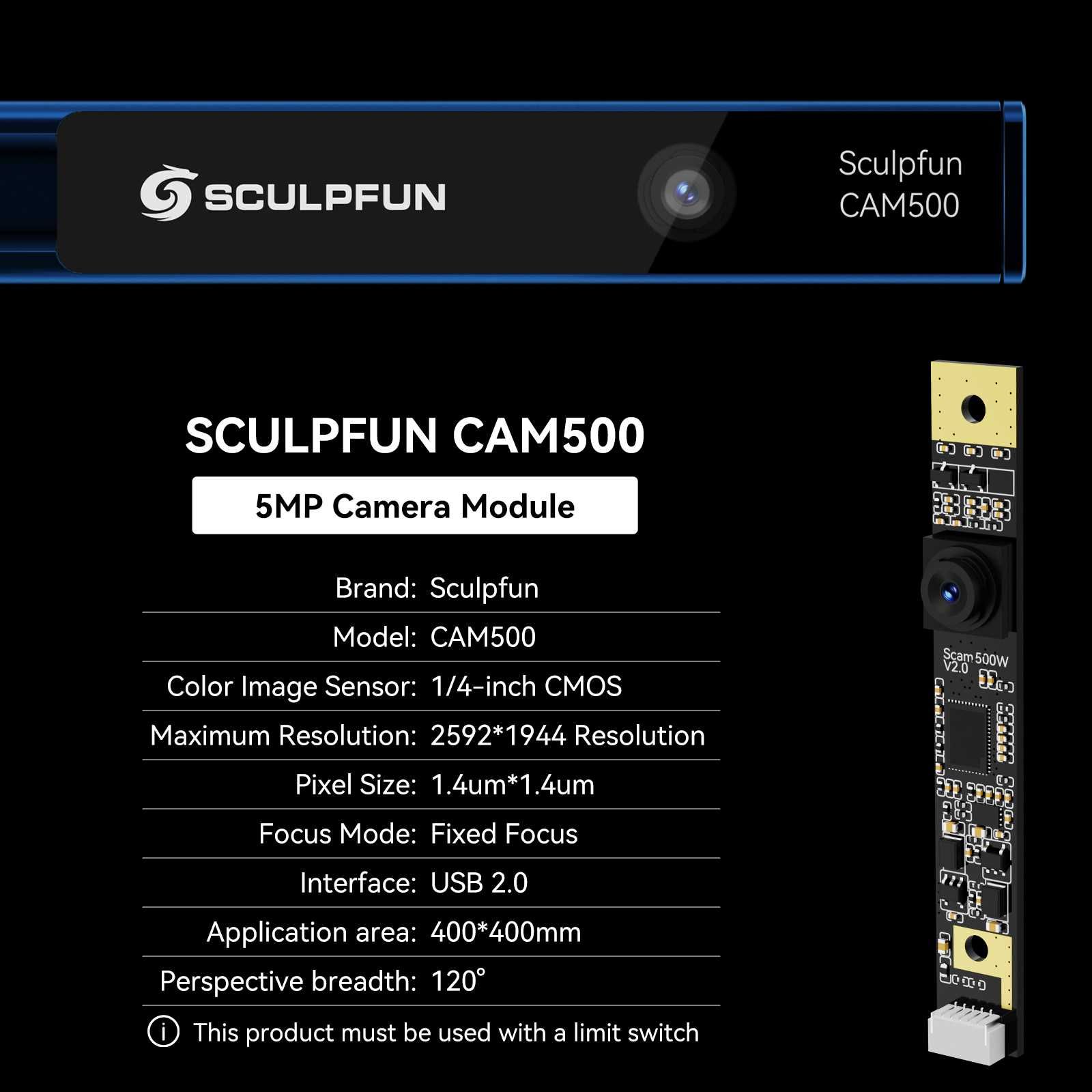 [NOVO] Lente Grande Angular CAM500 para Máquinas de Gravação SCULPFUN