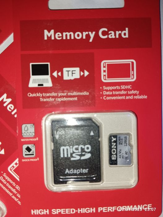 Нові Micro SD карти пам'яті SONY silver plus 64gb./128gb./256gb.