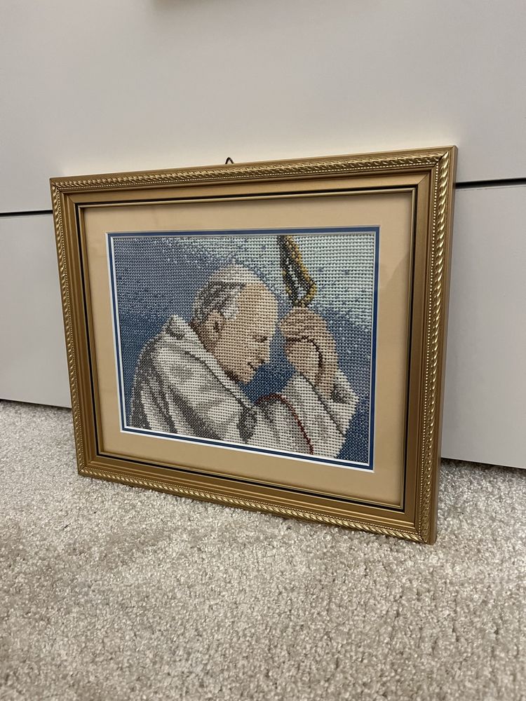 Obraz papież Jan Paweł II haft krzyżykowy