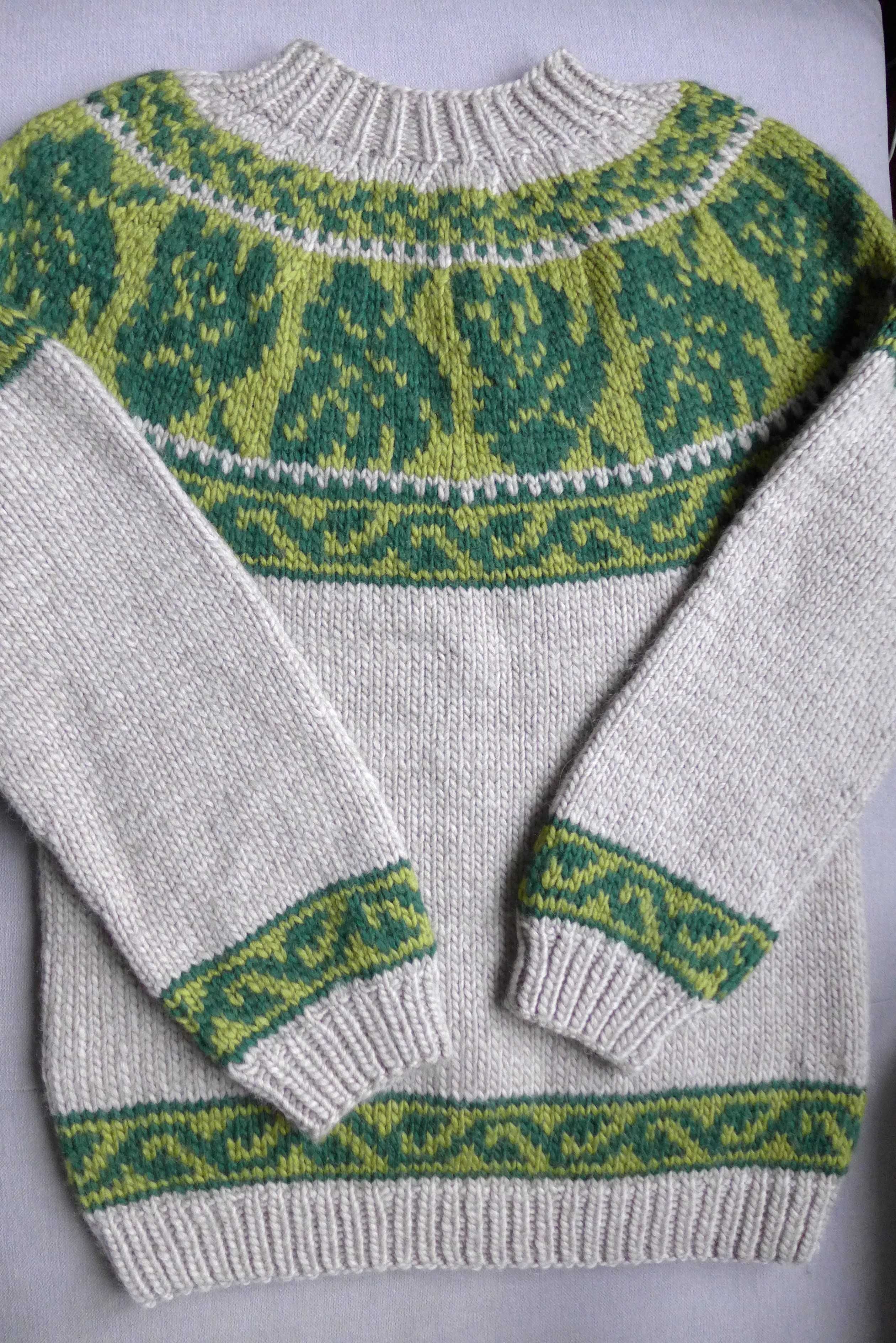Handmade wełniany GRUBY sweter rękodzieło norweski islandzki S 36 M 38