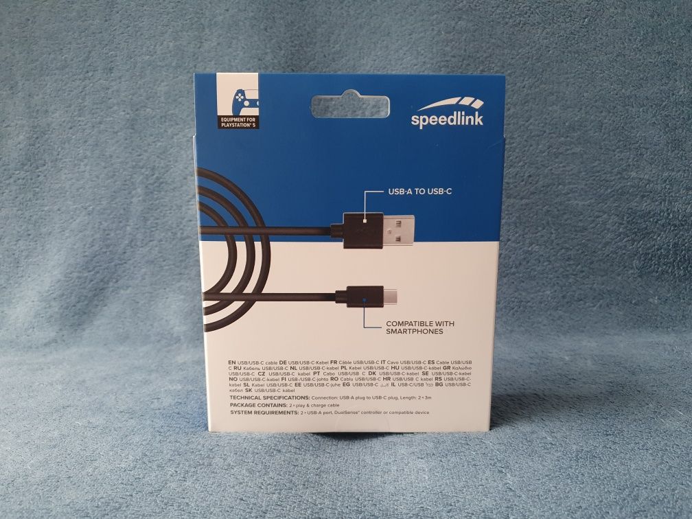 Nowy Zestaw Kabli Speed Link STREAM Play & Charge USB-A USB-C 3M 2SZT
