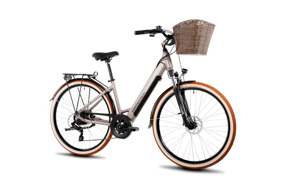 Rower elektryczny PROECO WAVE AN 1.0 504WH szampański + koszyk