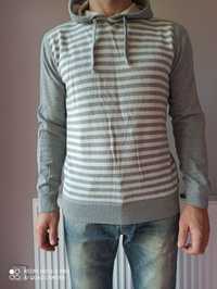 Sweter Cropp z kapturem bluza szary szara L 100% bawełna