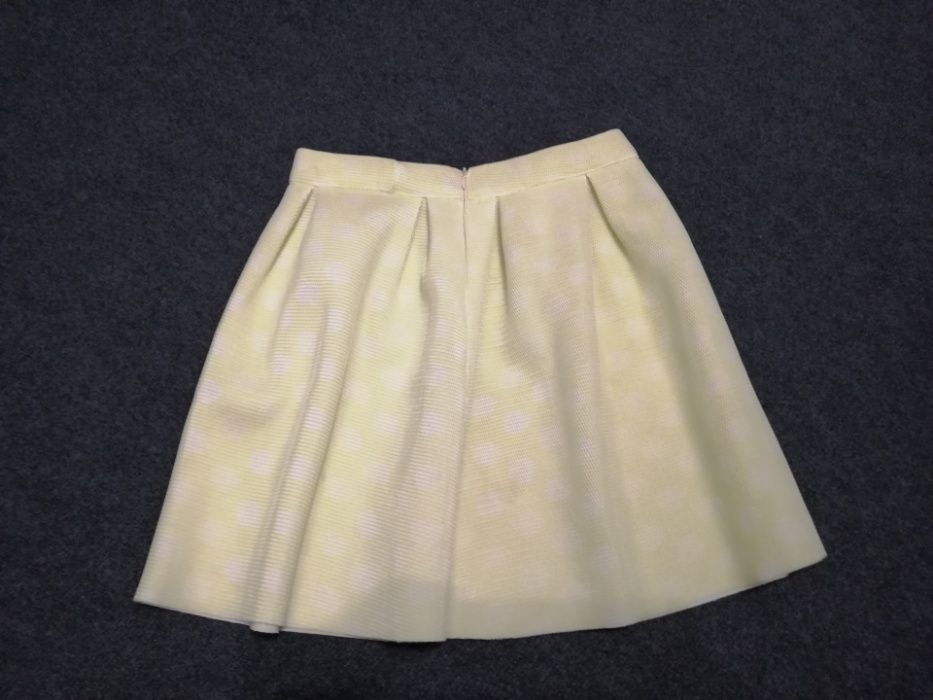 Spódniczka spódnica rozkloszowana piankowa żółta w groszki 36 S