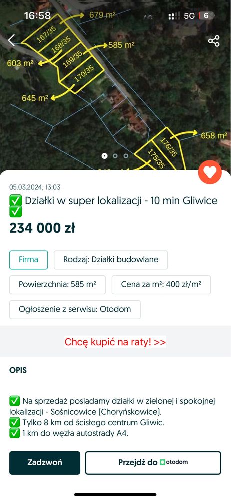 PILNE Działka budowlana z prądem, wodą, gazem, cena 185 tys