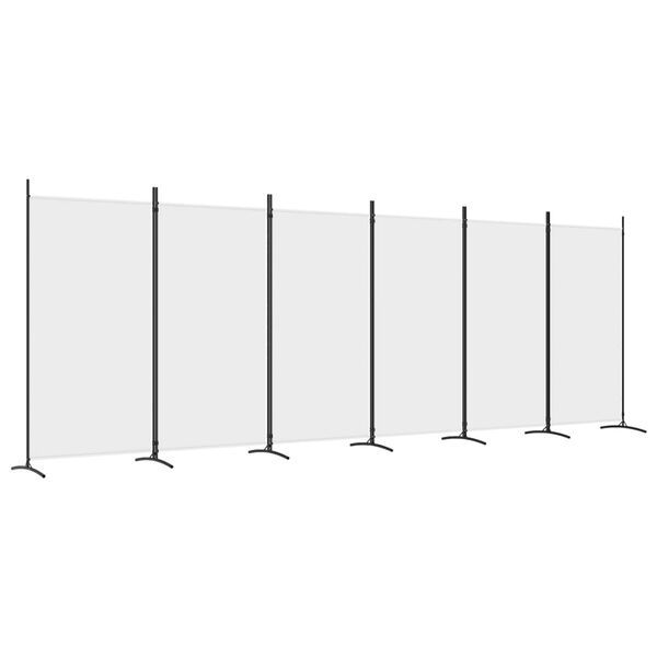 vidaXL Parawan 6-panelowy, biały, 520x180 cm, tkanina