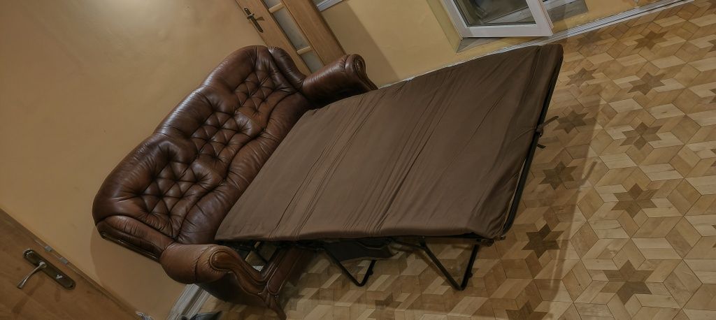 Kanapa skórzana, komplet wypoczynkowy do salonu sofa i dwa fotele