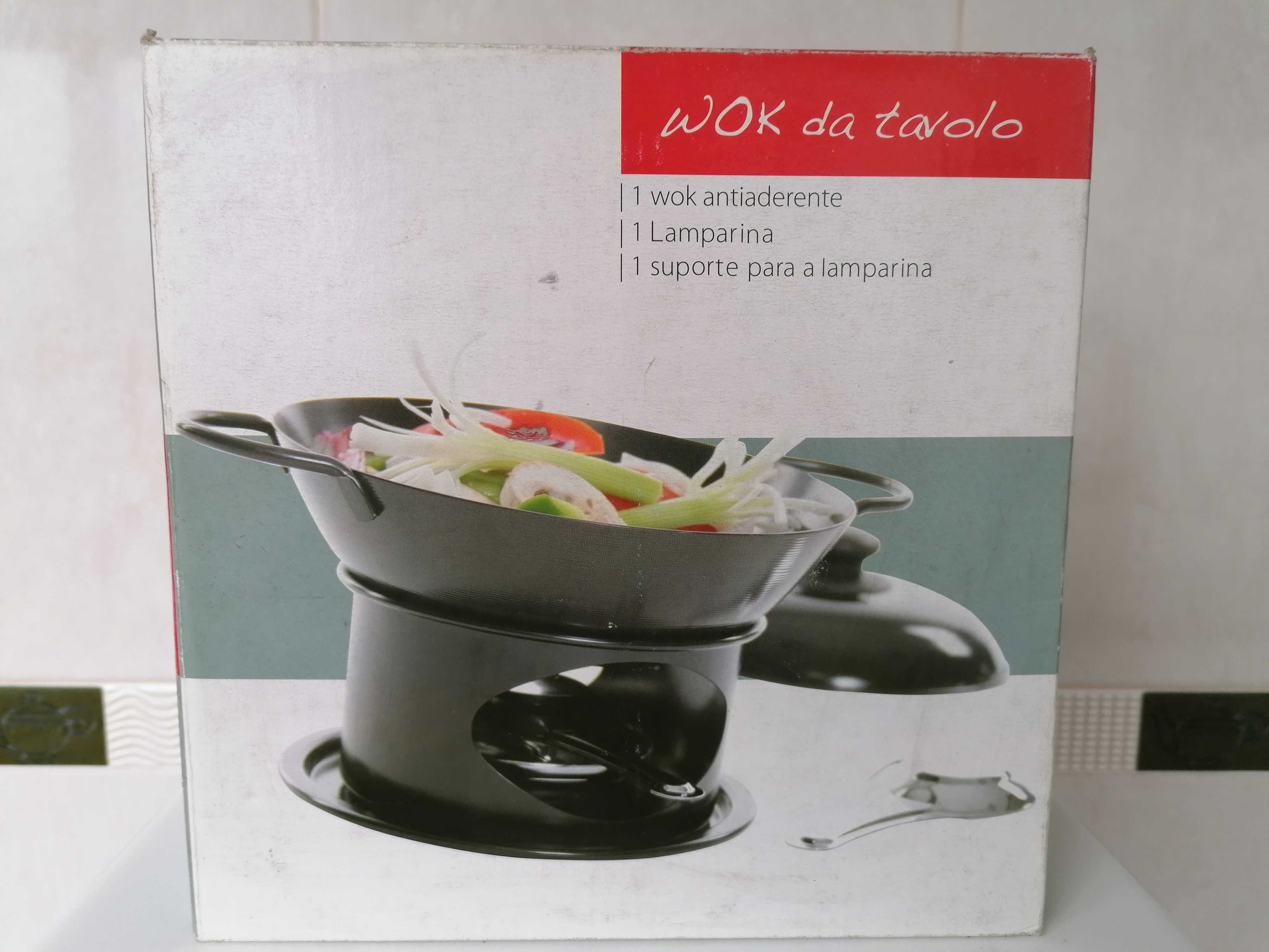 Wok antiaderente com lamparina e suporte (Novo)