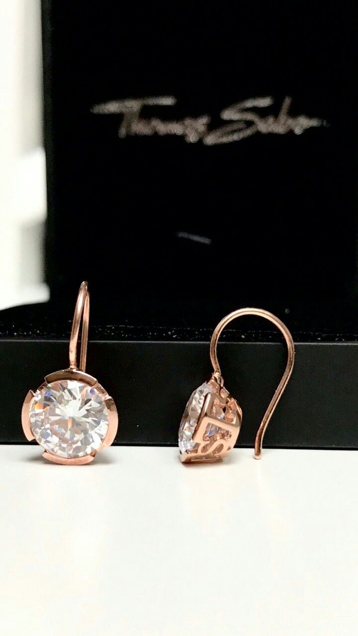 Сережки, кульчики, позолота-срібло, цирконій. Thomas Sabo, Sif Jakobs
