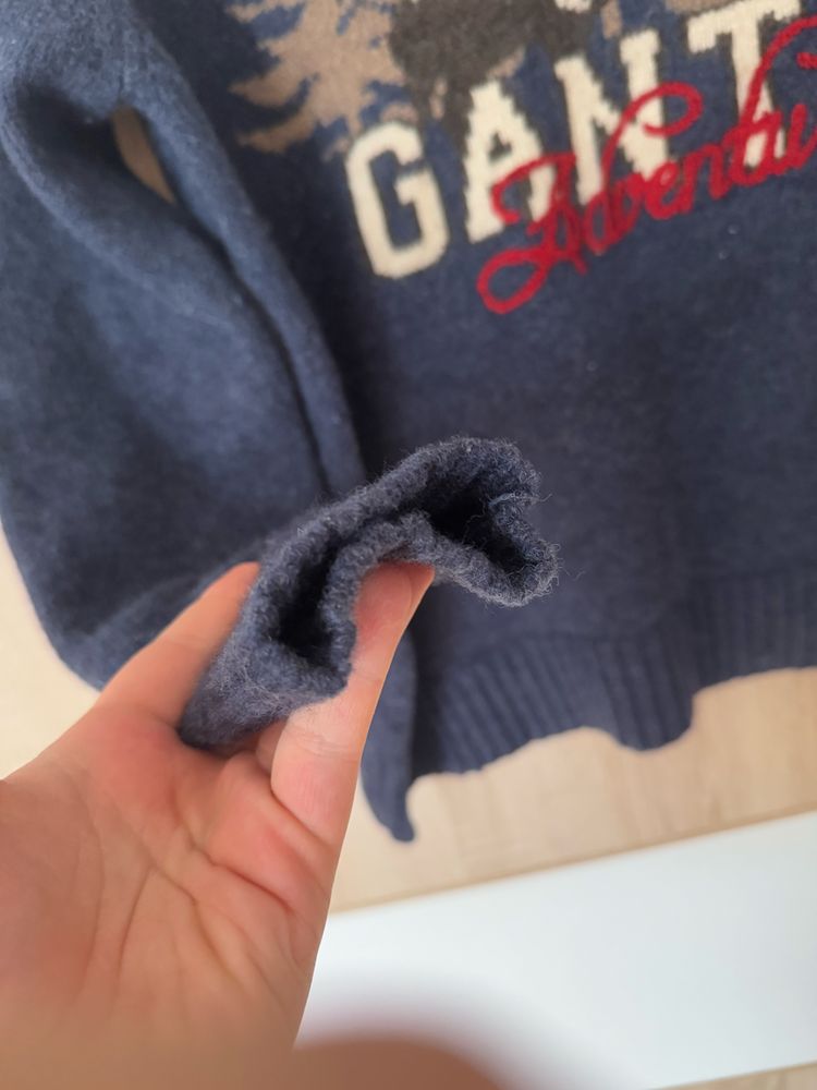 Sweter Gant Adventure M granatowy logowany vintage 100% lambswool y2k