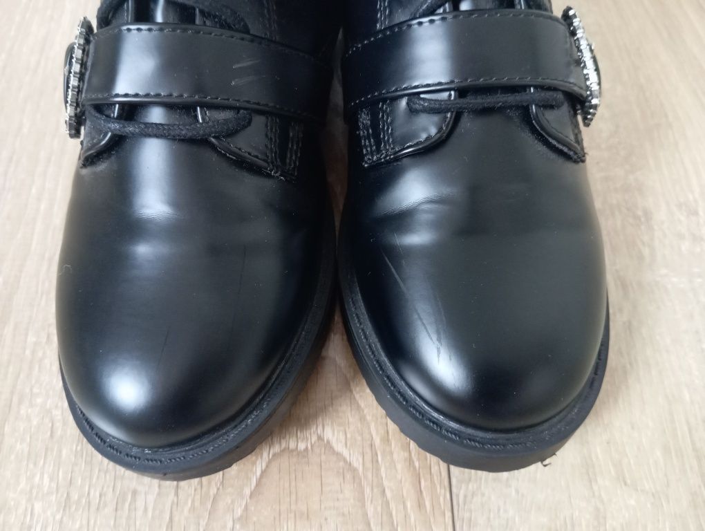 R. 38 jak nowe, botki jesień zima, czarne na zamek, Primark