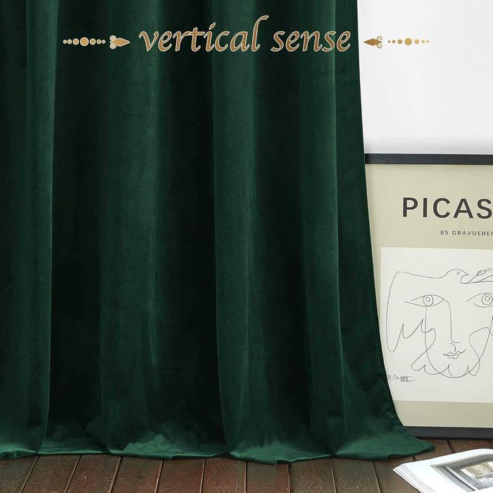 PONY DANCE Zasłony do salonu, ciemnozielone zestaw 2 sztuk 240x132 cm