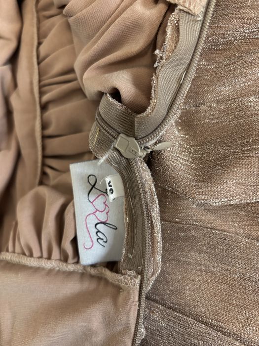 Długa sukienka, w kolorze złota i różu, rozmiar XS, firma Loola