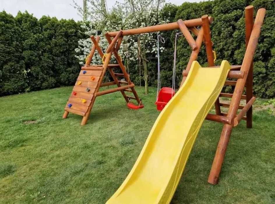 Plac zabaw "Tymek" huśtawka zjeżdżalnia wspinaczka wysoka jakość