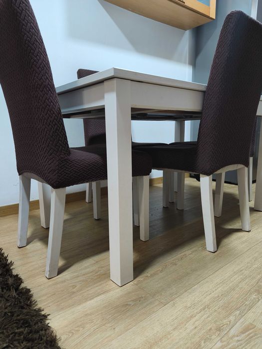 Mesa da Jantar Extensível em Madeira Branca