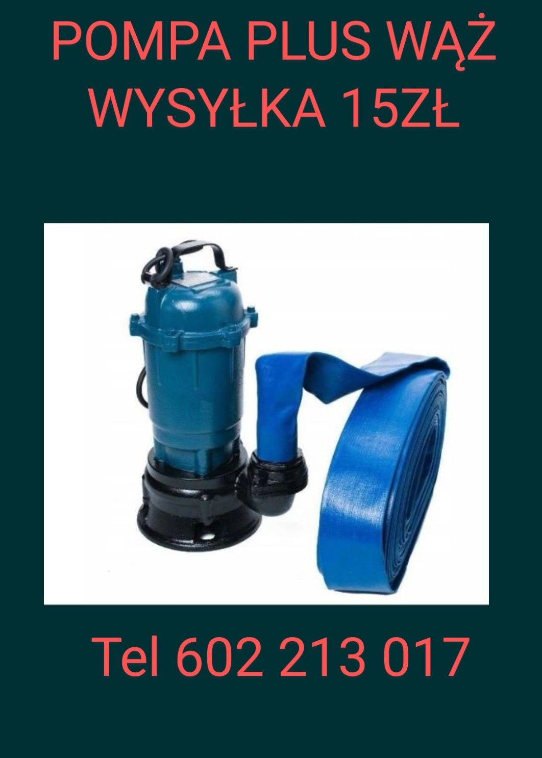 Pompa do szamba  z wężem 3950w Najmocniejsza plus wąż 20m